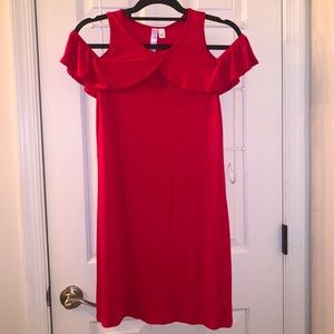 NWT Francesca’s Ruffle Cold Shoulder Dress